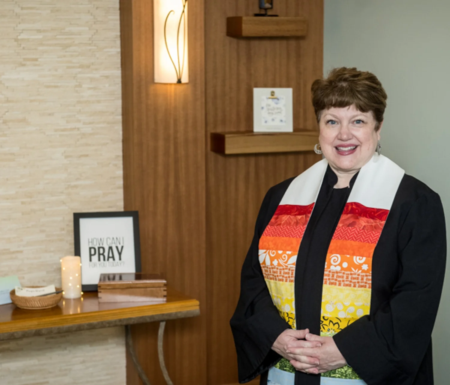 female pastor in religious garb